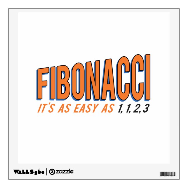 Fibonacci It's as Easy as 1, 1, 2, 3 Wall Sticker (Front)