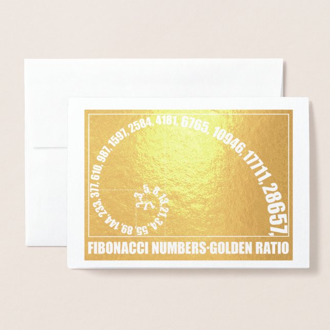 Fibonacci Numbers,  Golden Ratio Foil Card (Front With Envelope)