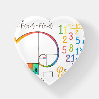 Fibonacci & Numbers Heart Paperweight