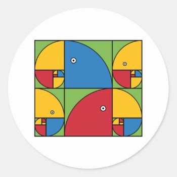 Fibonacci Parrots Classic Round Sticker by Iantos_Place at Zazzle