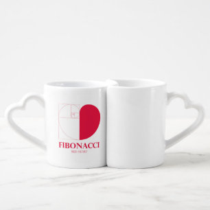Fibonacci Ratio Red Heart Coffee Mug Set