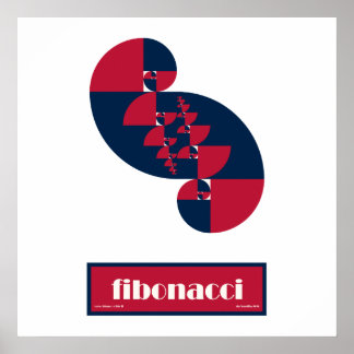 Fibonacci Red White and Blue II Huge Poster