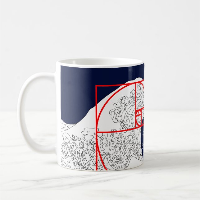 Fibonacci Sequence and The Great Wave Coffee Mug (Left)
