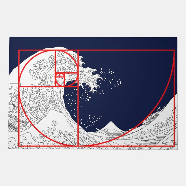 Fibonacci Sequence and The Great Wave Doormat (Front)