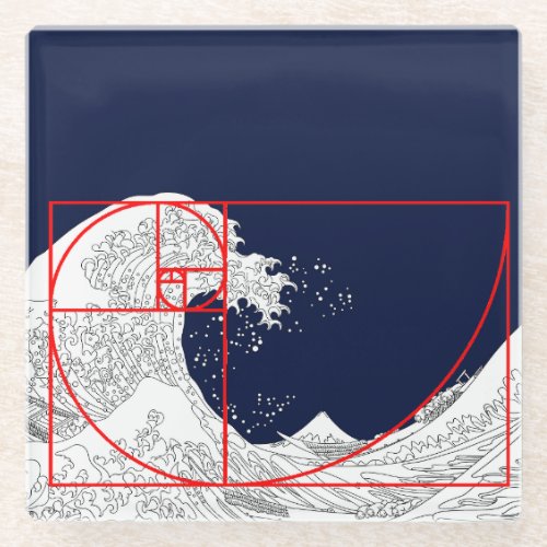 Fibonacci Sequence and The Great Wave Glass Coaster