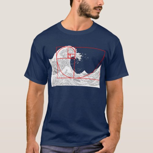 Fibonacci Sequence and The Great Wave T_Shirt