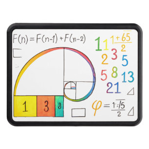 Fibonacci Sequence & Golden Ratio Art Print Hitch Cover