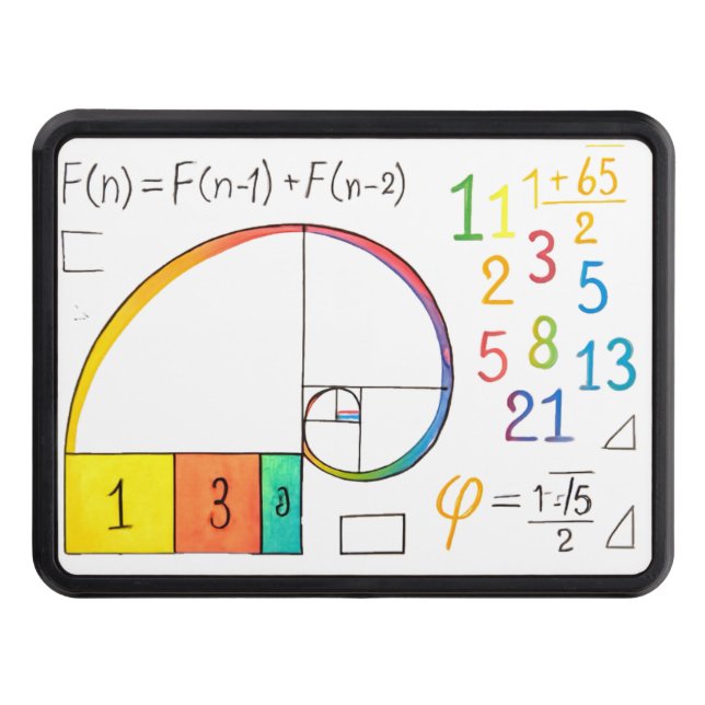 Fibonacci Sequence & Golden Ratio Art Print Hitch Cover (Front)