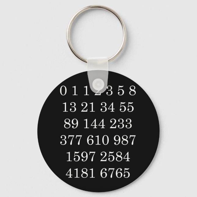 Fibonacci sequence numbers key-chain Math Geek Keychain (Front)