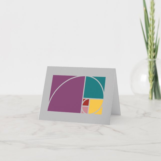 Fibonacci spiral and golden ratio rectangles card (Front)