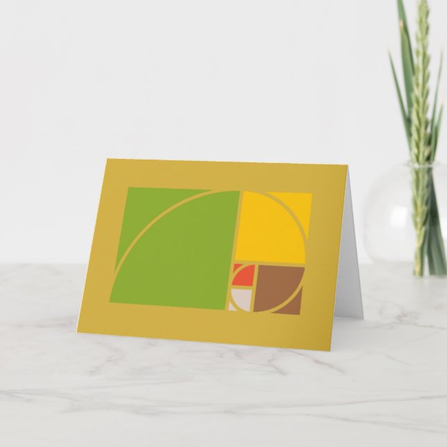 Fibonacci spiral and golden ratio rectangles letterpress thank you card (Front)