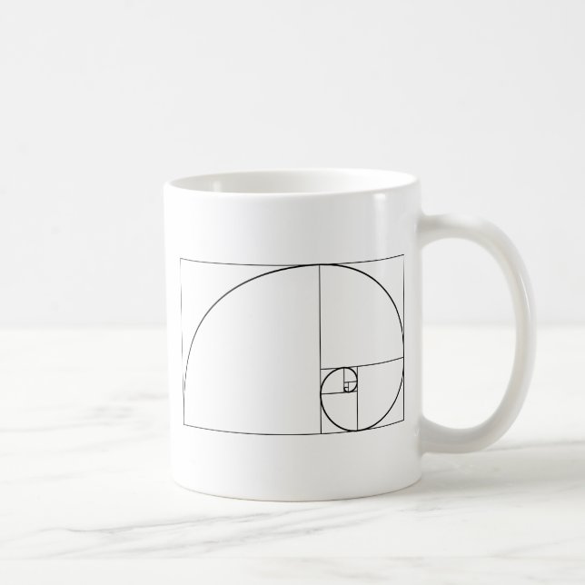 Fibonacci Spiral Golden Ratio Coffee Mug (Right)