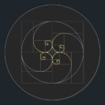 Fibonacci Spiral Golden Ratio Geometry Classic Round Sticker<br><div class="desc">Hope you like it</div>