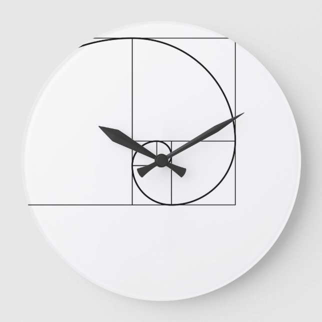Fibonacci Spiral Golden Ratio Large Clock (Front)