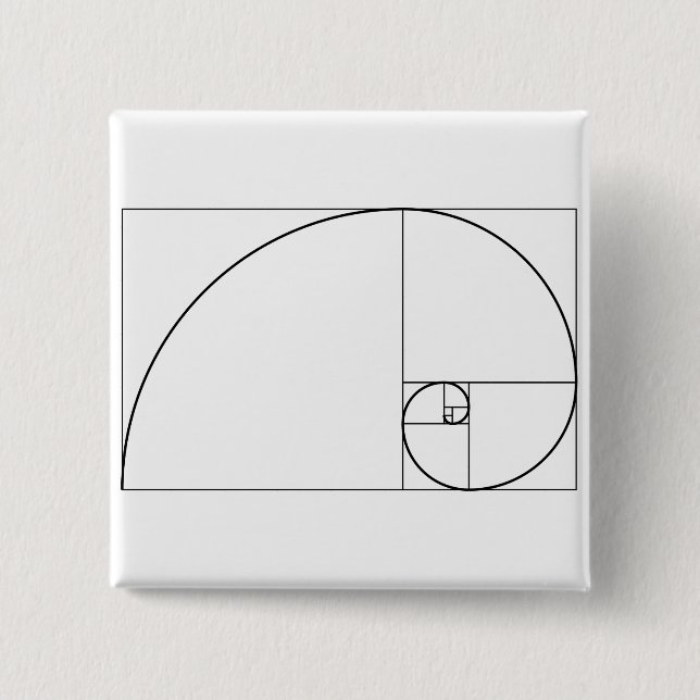 Fibonacci Spiral Golden Ratio Pinback Button (Front)