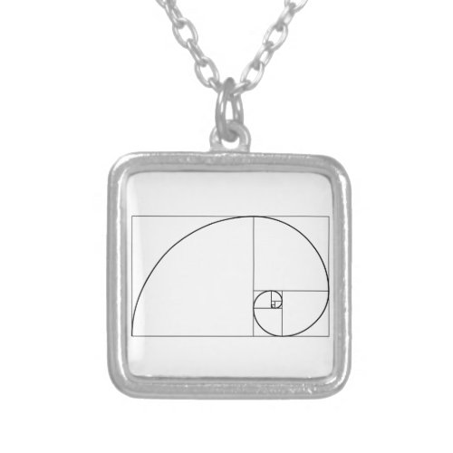 Fibonacci Spiral Golden Ratio Silver Plated Necklace