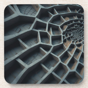 Fibonacci Spiral Labyrinth 3D Modern Art Beverage Coaster
