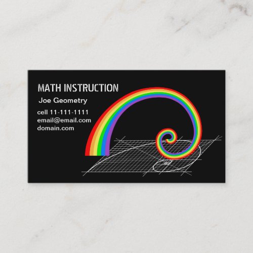 Fibonacci Spiral Rainbow Rising Business Card