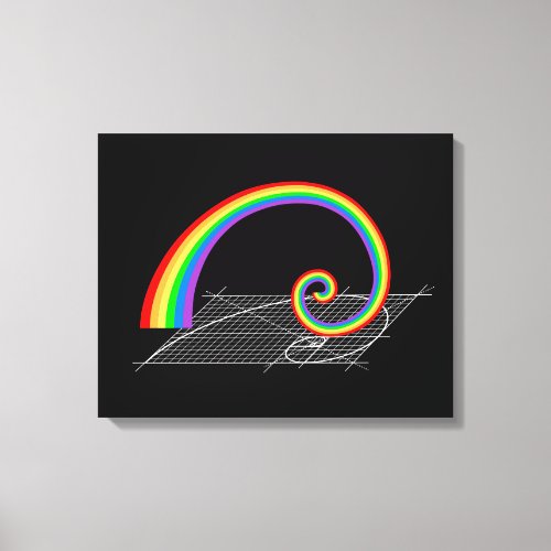Fibonacci Spiral Rainbow Rising Canvas Print