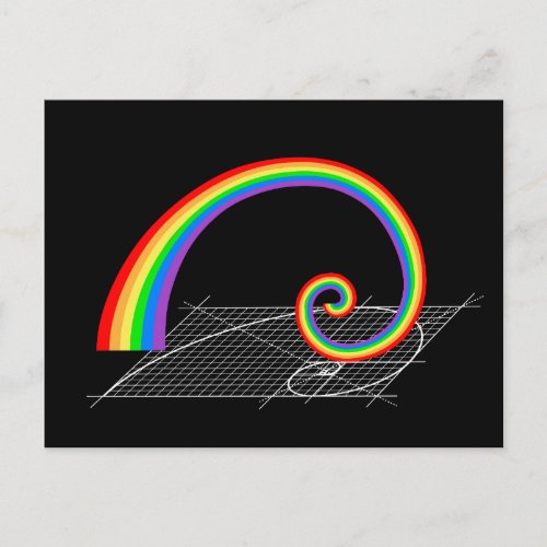 Fibonacci Spiral Rainbow Rising Postcard