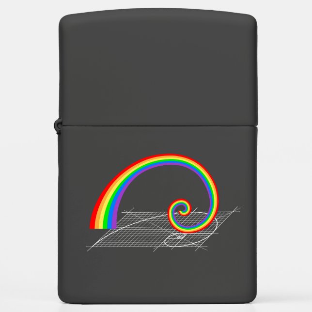 Fibonacci Spiral Rainbow Rising Zippo Lighter (Front)