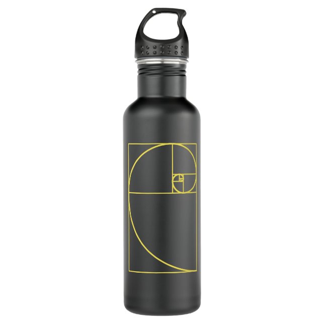 Fibonacci Spiral Sacred Geometry Stainless Steel Water Bottle (Front)