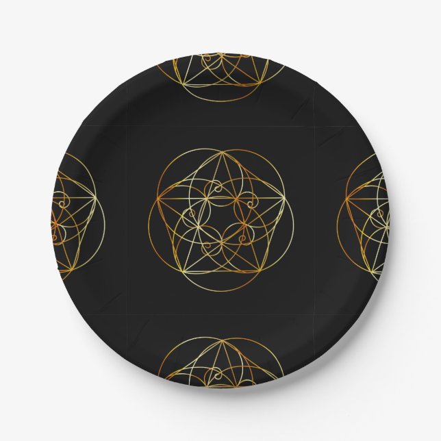 Fibonacci Spiral- The sacred geometry Paper Plates (Front)