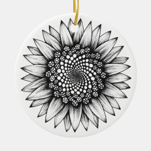 Fibonacci Sunflower Ceramic Ornament Decoration