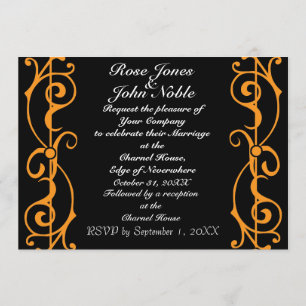 Fibril Ebony (Orange) Wedding Invitation