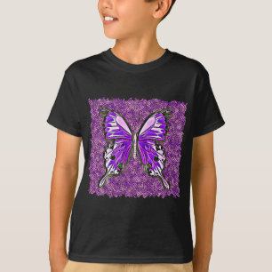 Fibro Lupus Stained Glass Butterfly Art Spoonie T-Shirt