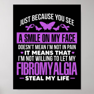 Fibro Warrior Purple Ribbon Butterfly  Poster
