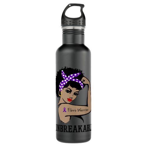 Fibro Warrior Unbreakable Black Women Fibromyalgia Stainless Steel Water Bottle