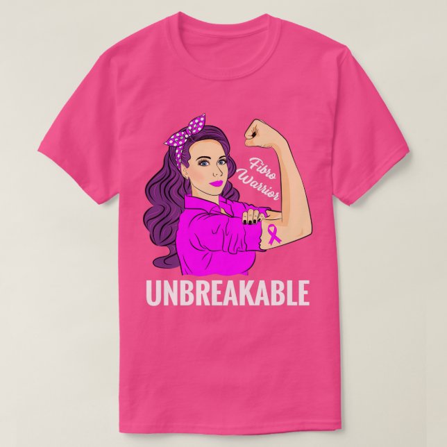 Fibro Warrior Unbreakable Fibromyalgia Awareness T-Shirt (Design Front)