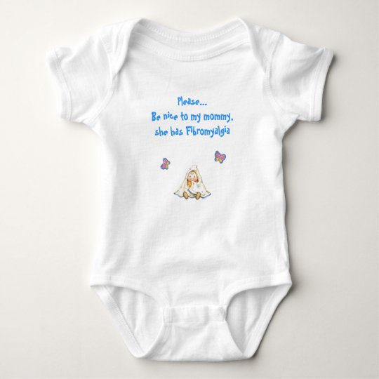 Fibromommy shirt, blue baby bodysuit