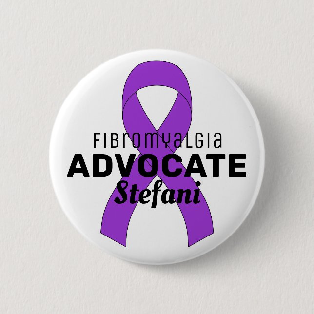 Fibromyalgia Advocate Ribbon White Button (Front)