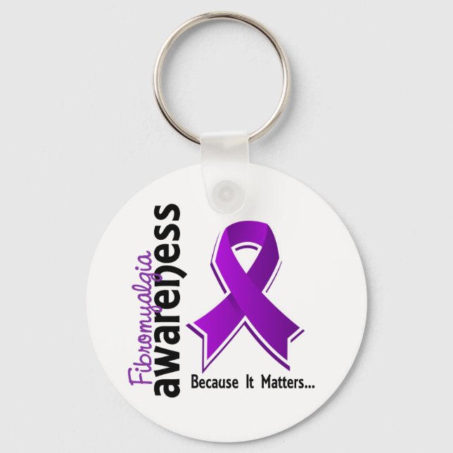 Fibromyalgia Awareness 5 Keychain (Front)