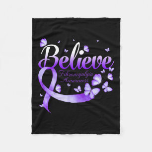 Fibromyalgia Awareness Butterfly 1  Fleece Blanket