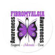 Fibromyalgia Awareness Butterfly Classic Round Sticker