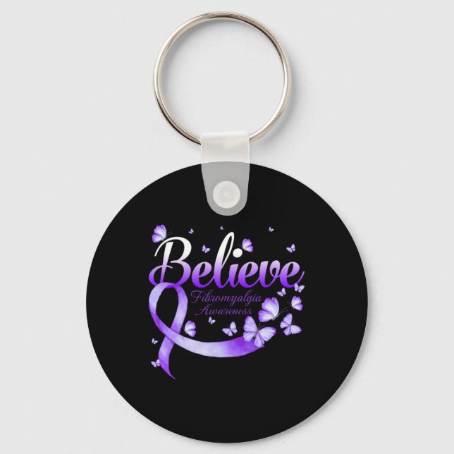 Fibromyalgia Awareness Butterfly  Keychain (Front)
