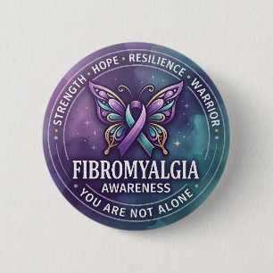 Fibromyalgia Awareness Butterfly Ribbon – Hope Button