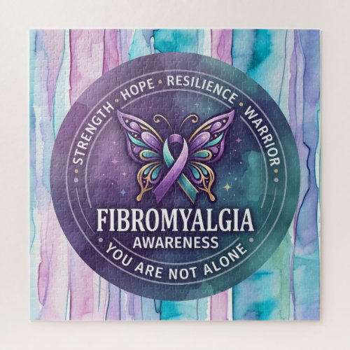 Fibromyalgia Awareness Butterfly Ribbon Jigsaw Puzzle