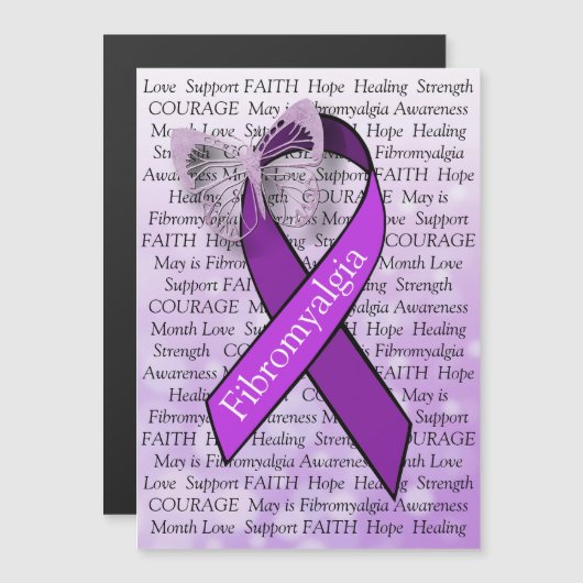 Fibromyalgia Awareness Butterfly Ribbon Magnet (Front/Back)
