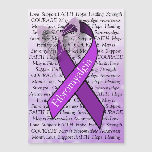 Fibromyalgia Awareness Butterfly Ribbon Magnet