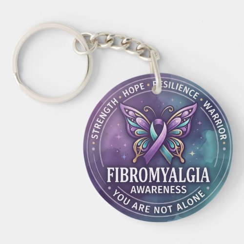 Fibromyalgia Awareness Butterfly Ribbon | Warrior Keychain