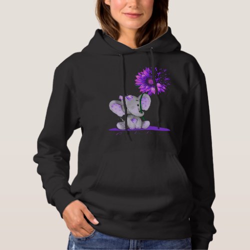 FIBROMYALGIA AWARENESS Cute Elephant Sunflower Pur Hoodie