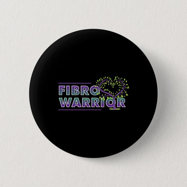 Fibromyalgia Awareness Fibro Warrior Graphic Heart Button (Front)