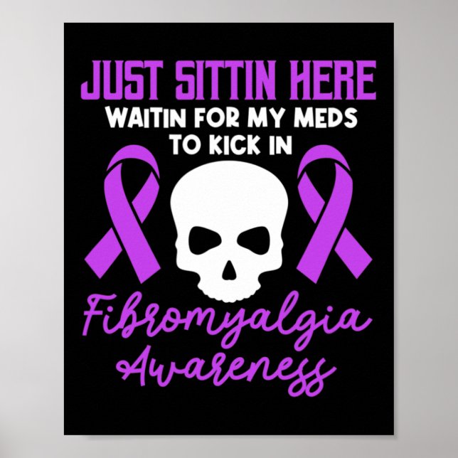 Fibromyalgia Awareness Fibro Warrior Purple Ribbon Poster (Front)