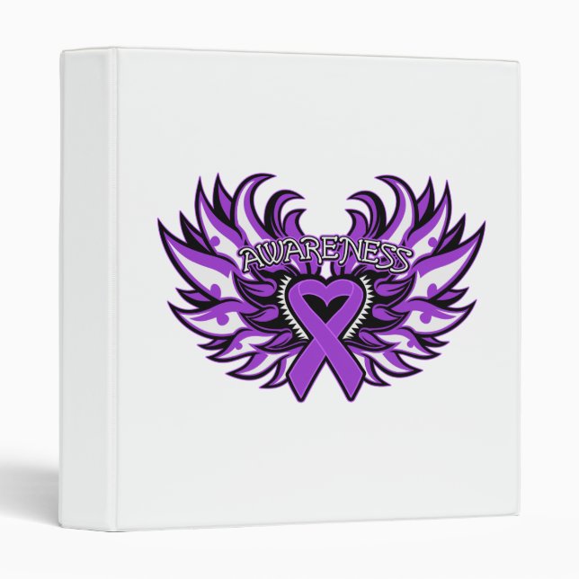 Fibromyalgia Awareness Heart Wings 3 Ring Binder (Front/Spine)