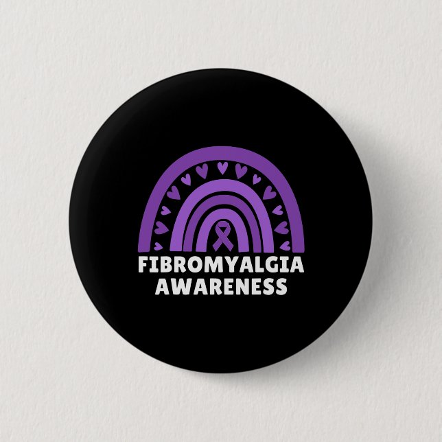 Fibromyalgia Awareness Men Women Cute Rainbow Fibr Button (Front)
