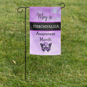 Fibromyalgia Awareness Month Ribbon and Butterfly Garden Flag